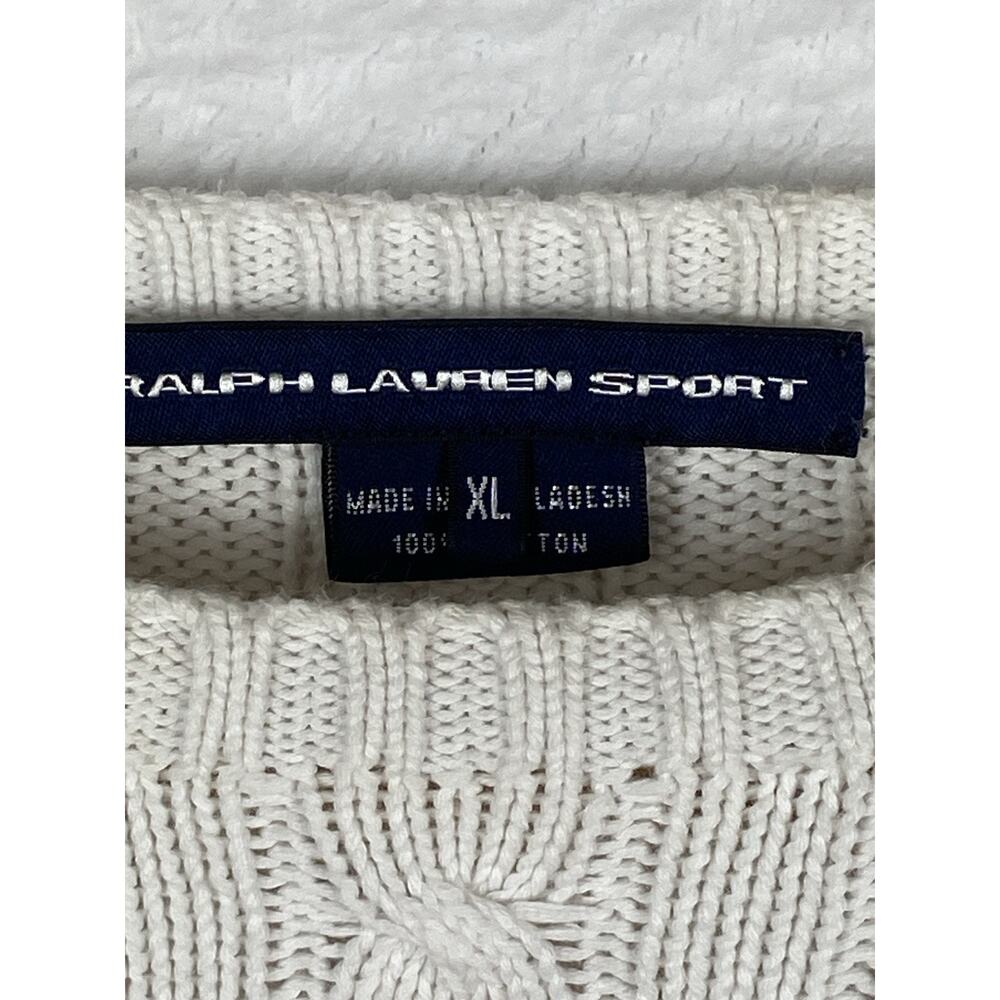 Ralph Lauren Sport 100% Cotton Swater Women’s XL White Cableknit Preppy Heritage - Picture 3 of 10
